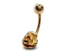 14K Gold Rose Flower Belly Bar- Solid Gold Navel Piercing Jewelry - Rose Design - Hand Polished - Fine Gold Body Jewelry