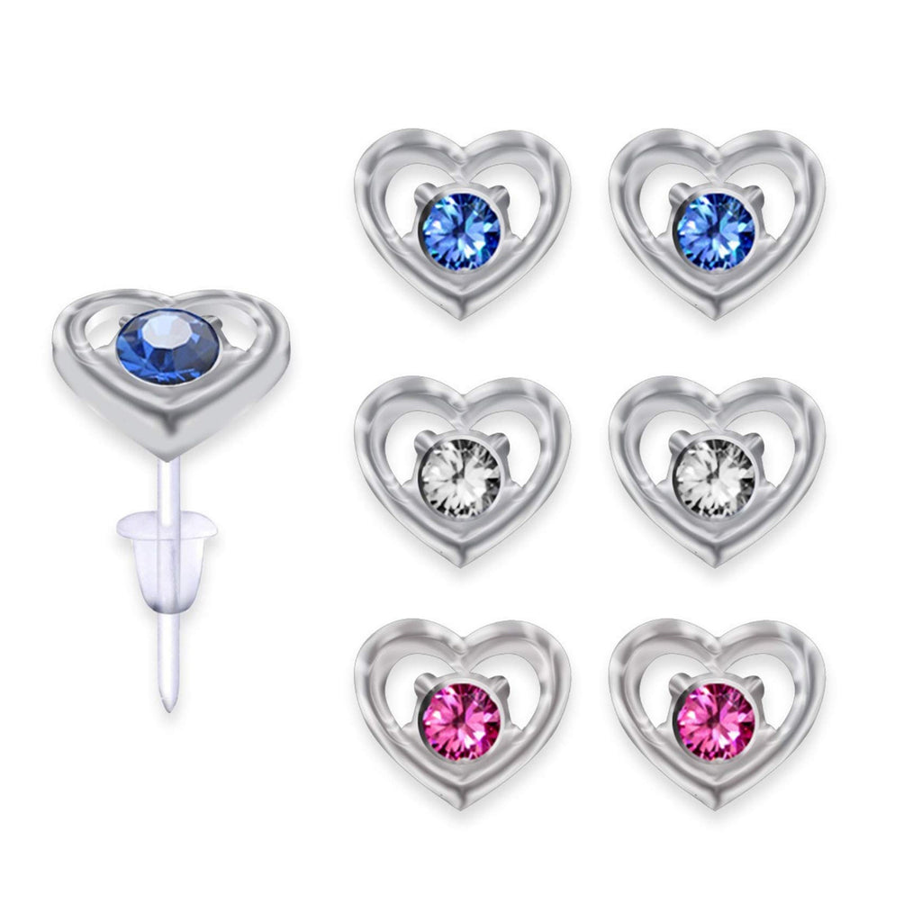Plastic Post Earrings, Hypoallergenic Earrings Studs Set -  Stud Earrings with Round Crystal Set - Various Symbol Designs - You get 3 pairs