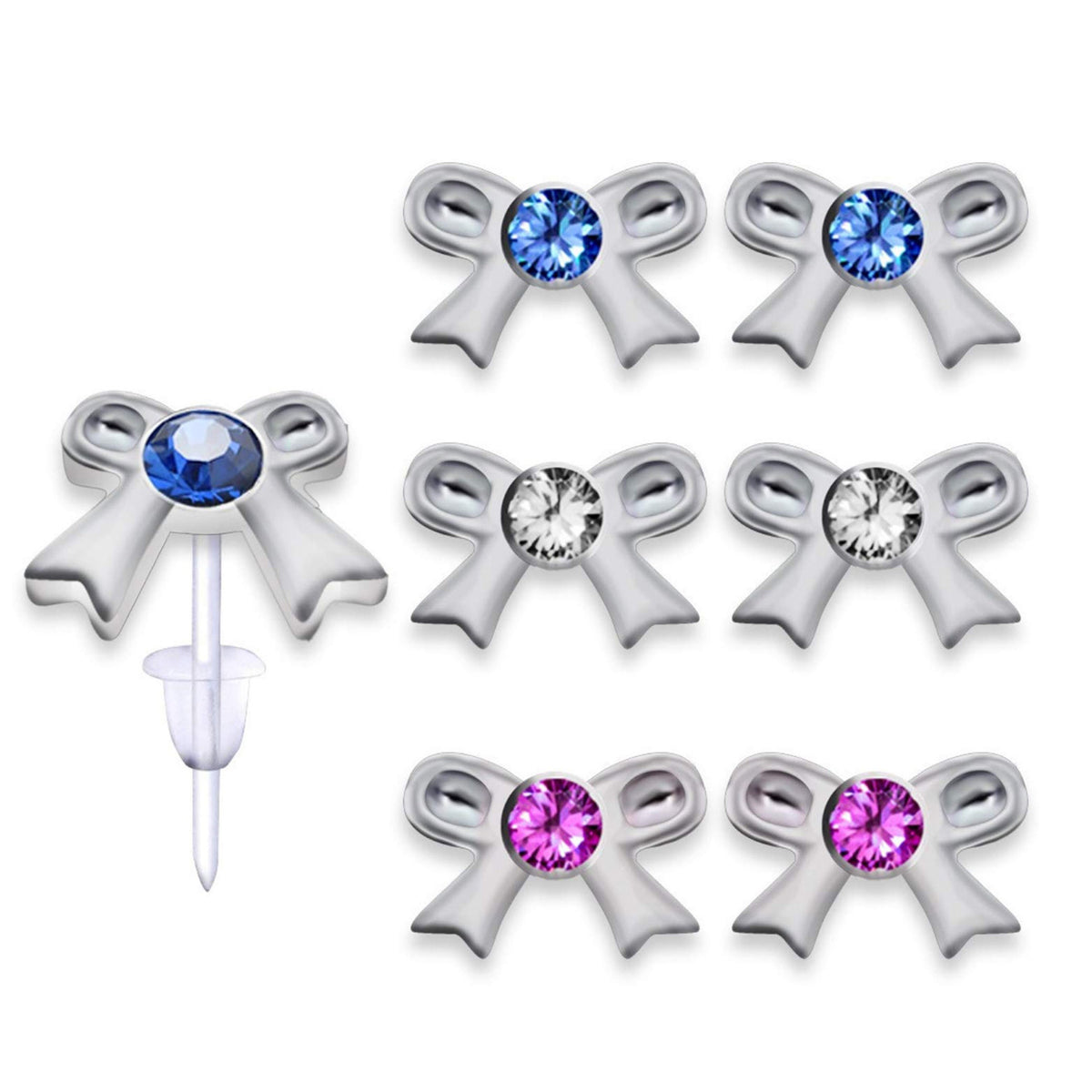 Plastic Post Earrings, Hypoallergenic Earrings Studs Set -  Stud Earrings with Round Crystal Set - Various Symbol Designs - You get 3 pairs