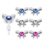 Plastic Post Earrings, Hypoallergenic Earrings Studs Set -  Stud Earrings with Round Crystal Set - Various Symbol Designs - You get 3 pairs