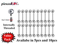 Barbell Piercing, Internally Threaded Barbell – 16g (1.2mm) – Value Pack of 5pcs and 10pcs Piercing for Tongue, Nipple Piercing