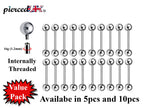 Barbell Piercing, Internally Threaded Barbell – 16g (1.2mm) – Value Pack of 5pcs and 10pcs Piercing for Tongue, Nipple Piercing