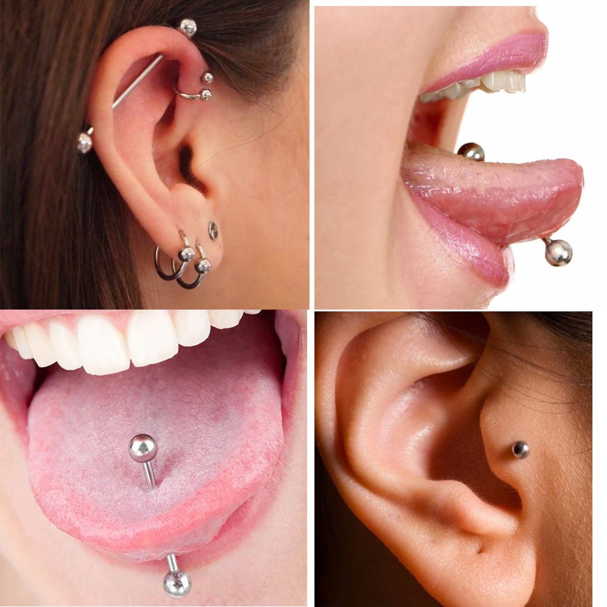 Titanium Barbell Piercing - Industrial - Barbell Stud – 14g – Value Pack of 10pcs or 20pcs Piercing for Tongue, Nipple Piercing, Ear, Tragus