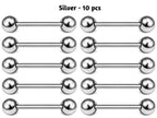 Titanium Barbell Piercing - Industrial - Barbell Stud – 14g – Value Pack of 10pcs or 20pcs Piercing for Tongue, Nipple Piercing, Ear, Tragus