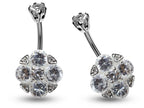 Silver Belly Bars, Belly Piercing - 4 Stones Belly Button Ring with High Quality CZ Crystals - Navel Jewelry - 16g (1.6mm) Length is 10mm