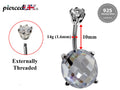 Silver Belly Button Piercing, Belly Bars - Diamond Cut Round Belly Ring with Quality CZ Crystals - Navel Ring - 16g (1.6mm) Length is 10mm