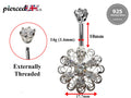 Silver Belly Button Piercing, Belly Bars - Unique Style Belly Ring with High Quality CZ Crystals - Navel Ring - 16g (1.6mm) Length is 10mm