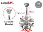 Silver Belly Button Piercing, Belly Bars - Unique Style Belly Ring with High Quality CZ Crystals - Navel Ring - 16g (1.6mm) Length is 10mm