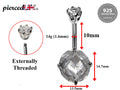 Silver Belly Bars, Belly Piercing - Designer Belly Ring with High Quality Oval CZ Crystals - Navel Jewelry - 16g (1.6mm) Length is 10mm