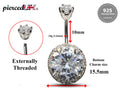 Silver Belly Button Rings, Navel Piercing - Belly Piercing with High Quality CZ Crystals - Navel Jewelry - 16g (1.6mm) Length is 10mm