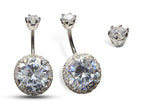 Silver Belly Button Rings, Navel Piercing - Belly Piercing with High Quality CZ Crystals - Navel Jewelry - 16g (1.6mm) Length is 10mm