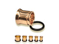 14K Rose Gold Ear Stretching Plugs, Single Flared Plug with Groove, Ear Gauges, Expander Body Piercing from 2G to 10G