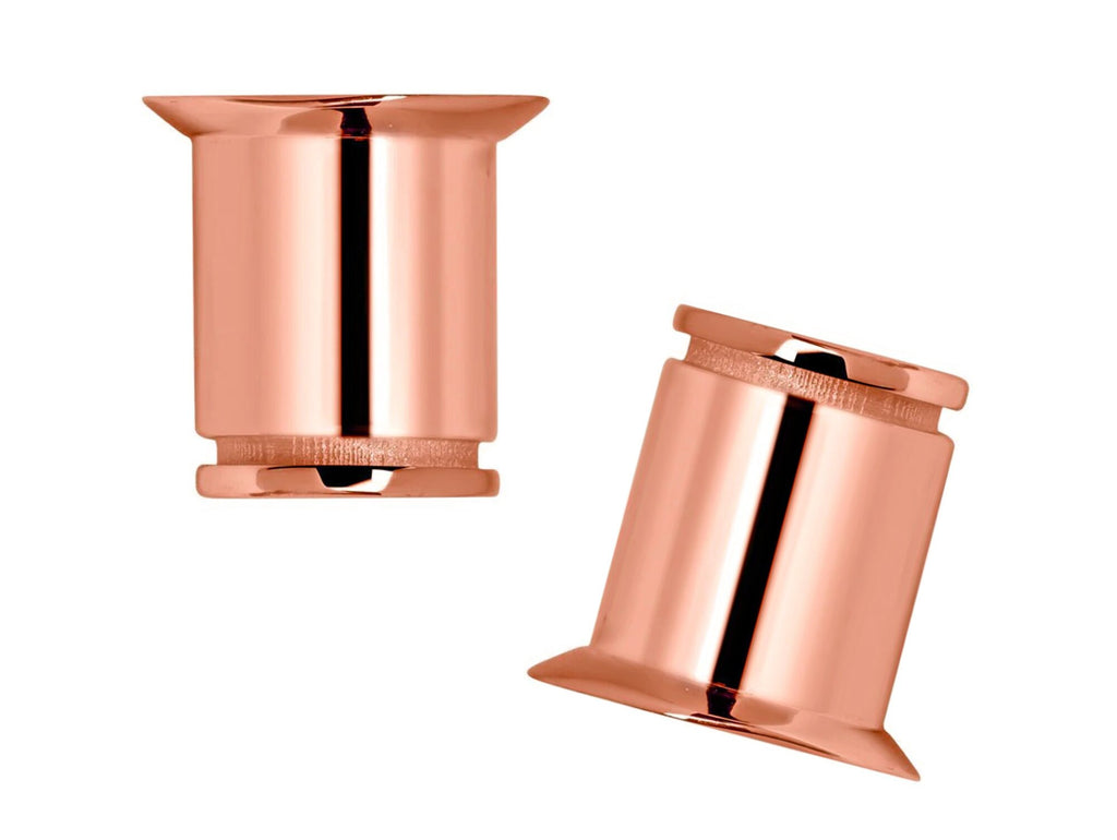 14K Rose Gold Ear Stretching Plugs, Single Flared Plug with Groove, Ear Gauges, Expander Body Piercing from 2G to 10G