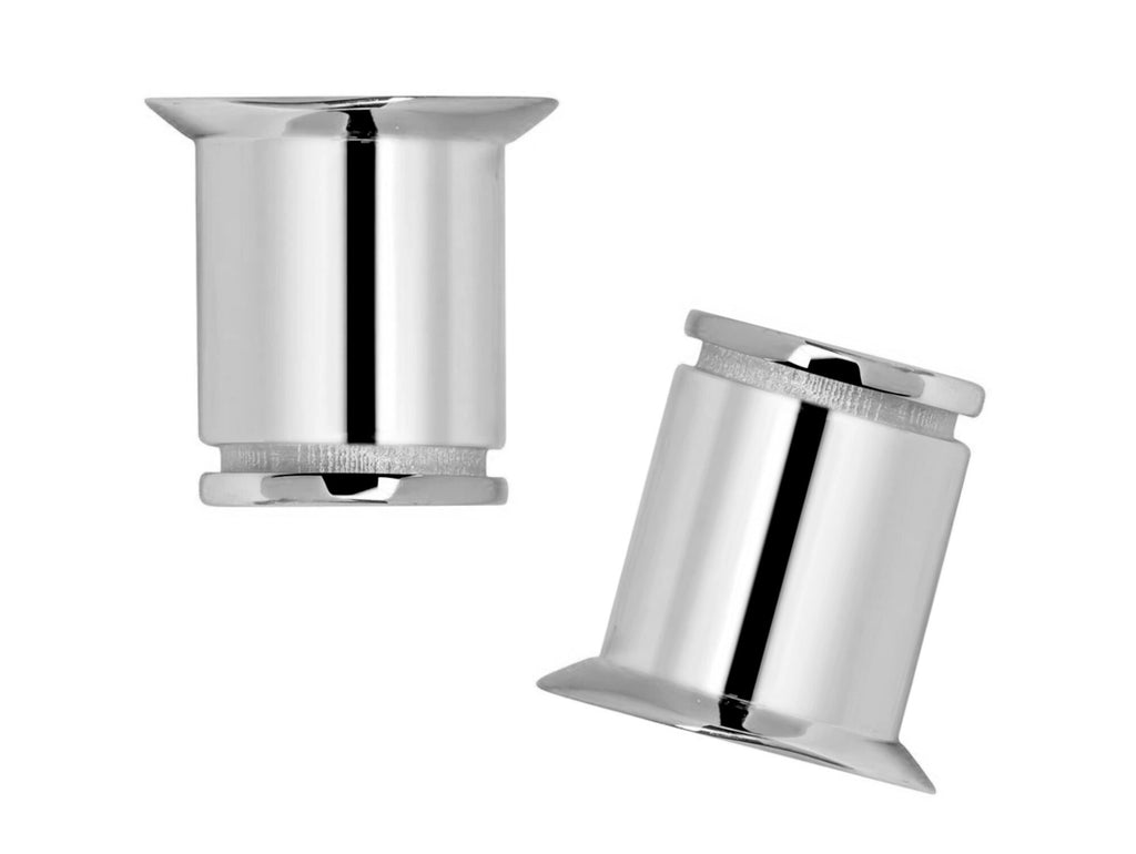 14K White Gold Ear Stretching Plugs, Single Flared Plug with Groove, Ear Gauges, Expander Body Piercing from 2G to 10G