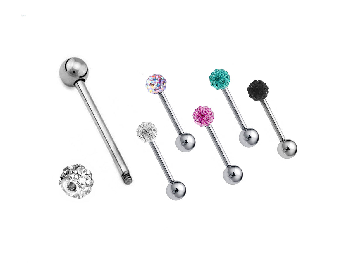 Titanium Barbell Piercing with Single Disco Ball (16g, 14g)