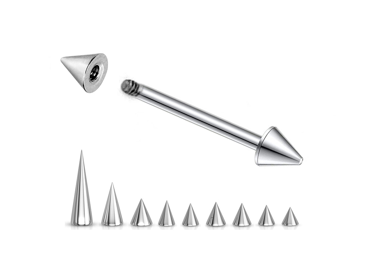 Titanium Spike Barbell: Tongue Piercing (16g, 14g)