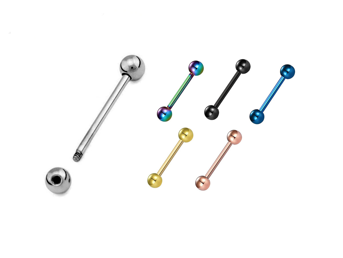 Titanium Barbell Piercing: 18g-14g Tongue, Nipple, Helix