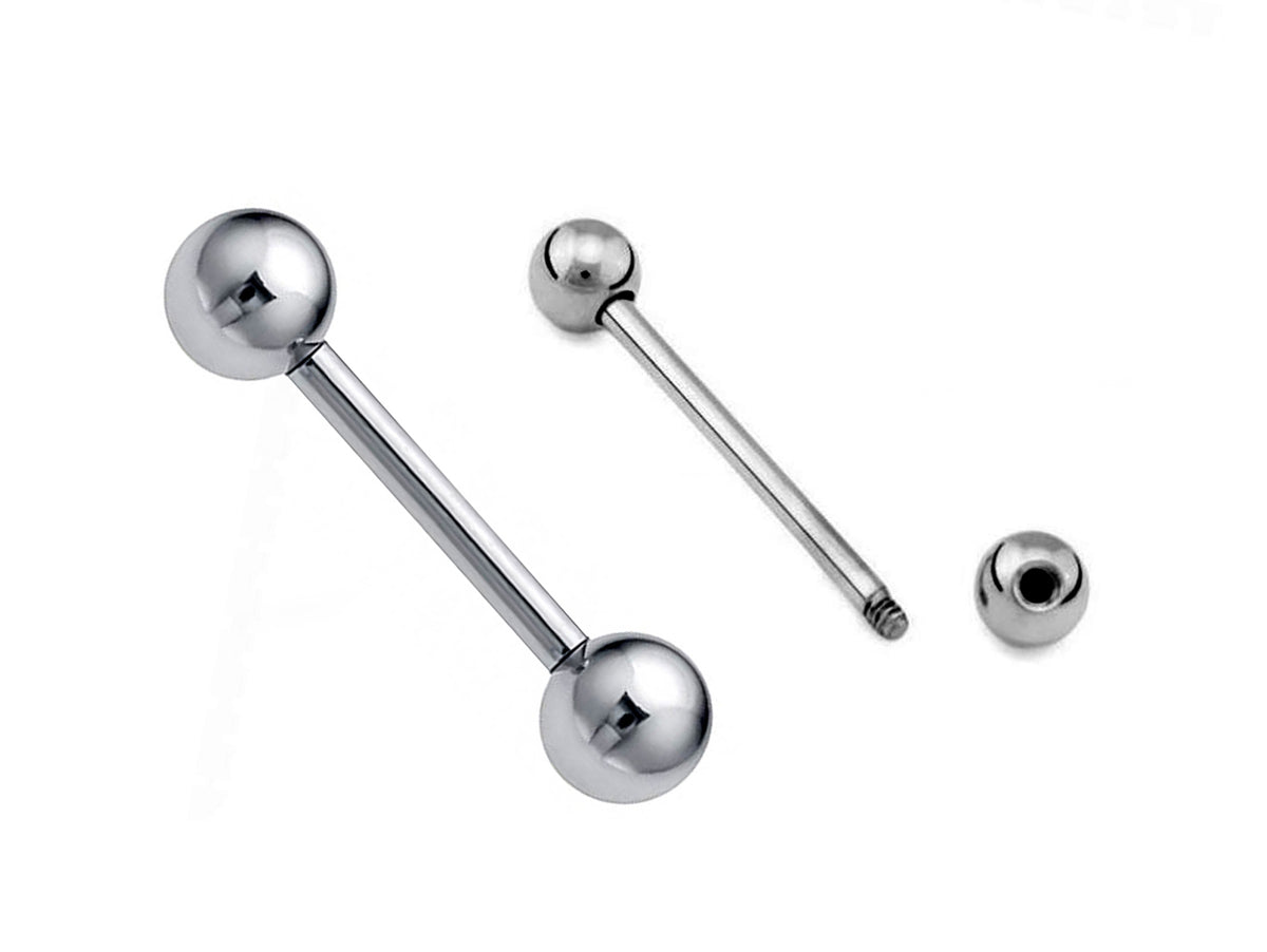 Titanium Barbell: Industrial Piercing (18g, 16g, 14g) - 6mm to 44mm