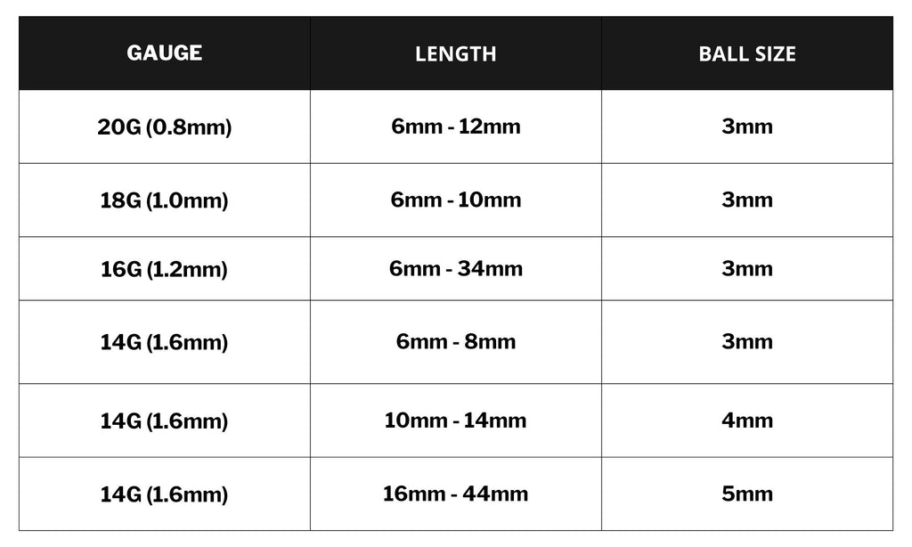 Titanium Barbell: Industrial Piercing (18g, 16g, 14g) - 6mm to 44mm