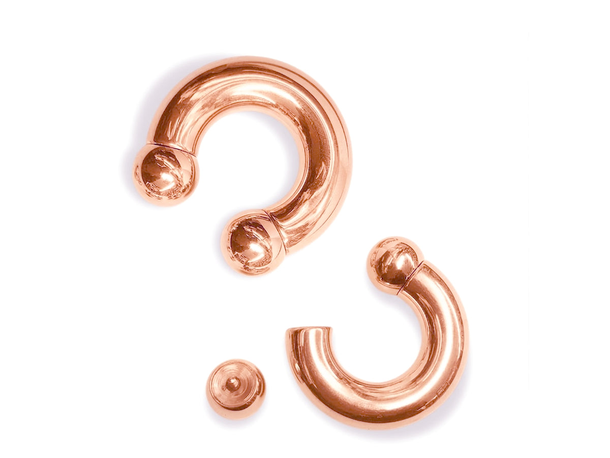 Titanium, 14K Rose Gold Prince Albert Ring: Captive Bead CBR Body Piercing Jewelry (2ga to 00ga)