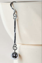 Sterling silver bar & ball drop earrings