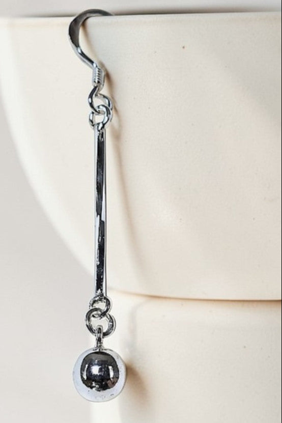Sterling silver bar & ball drop earrings