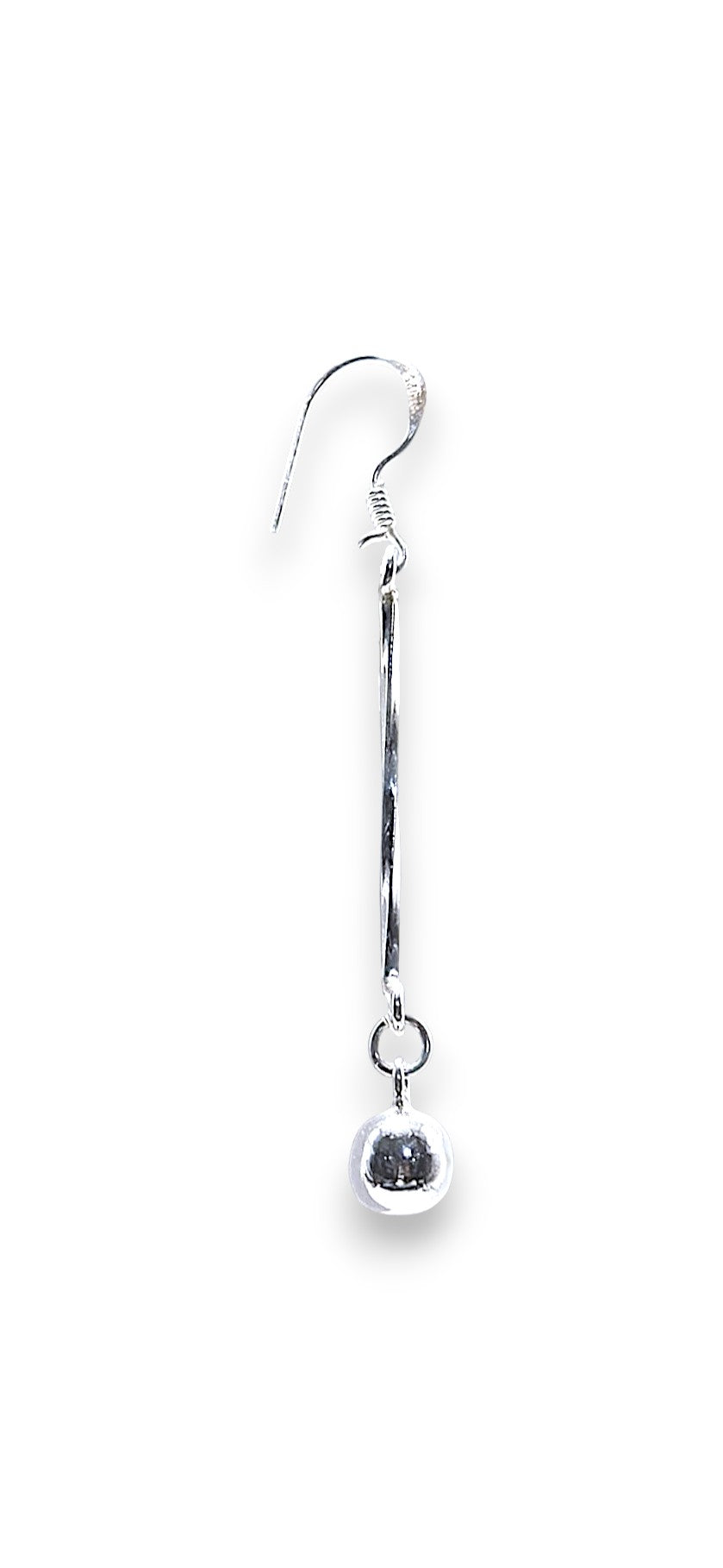 Sterling silver bar & ball drop earrings