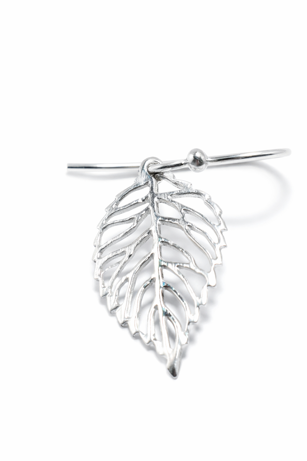Sterling silver open leaf earring
