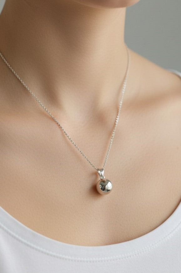 Silver Ball Pendant Necklace
