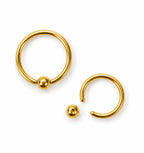 Titanium Gold Captive Bead Rings - Septum, Ear and Nipple Piercings