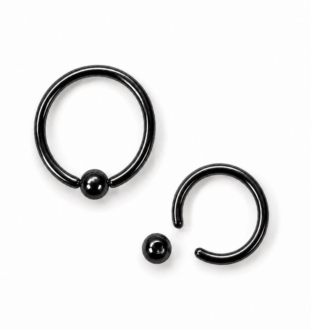 Titanium Black Captive Bead Rings - Septum, Ear and Nipple Piercings