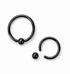 Titanium Black Captive Bead Rings - Septum, Ear and Nipple Piercings