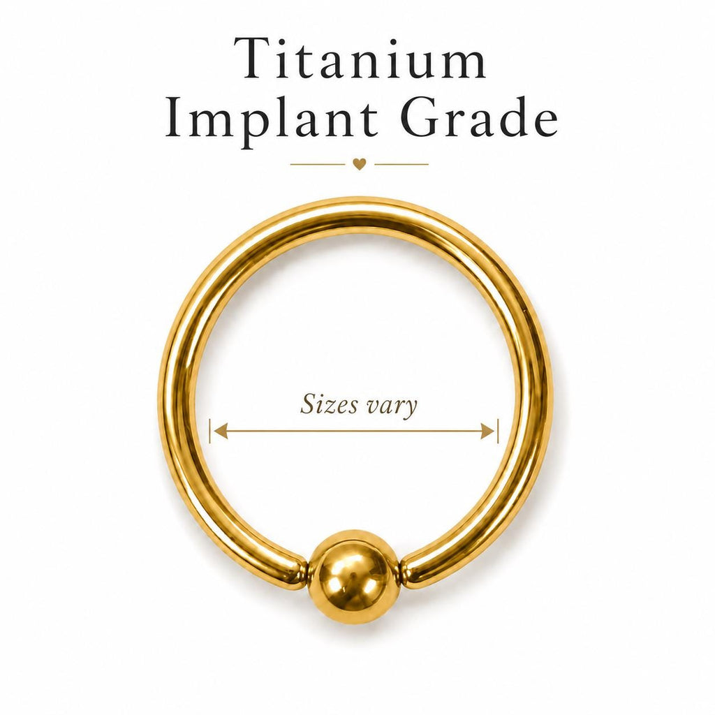 Titanium Gold Captive Bead Rings - Septum, Ear and Nipple Piercings