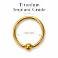 Titanium Gold Captive Bead Rings - Septum, Ear and Nipple Piercings