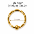 Titanium Gold Captive Bead Rings - Septum, Ear and Nipple Piercings