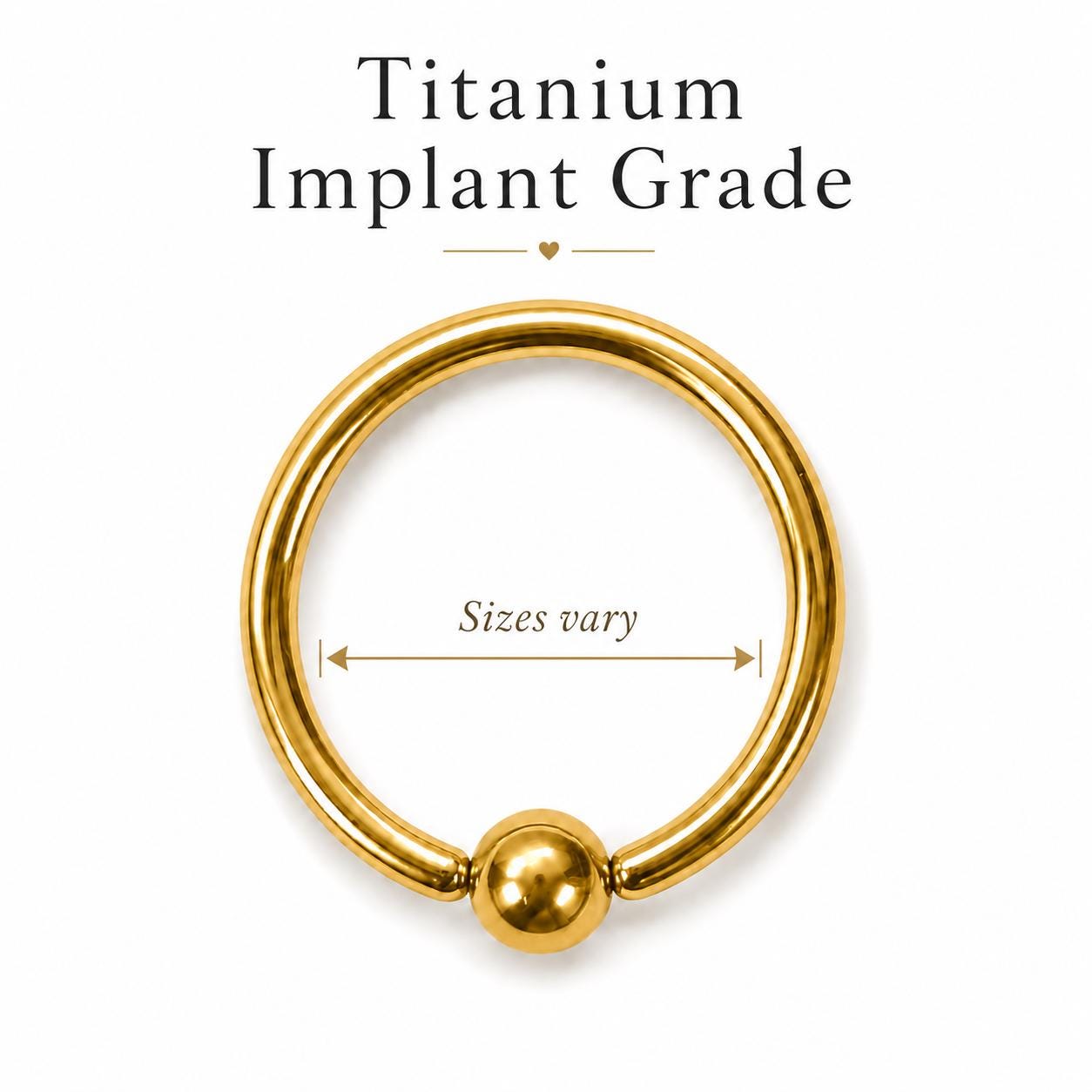 Titanium Gold Captive Bead Rings - Septum, Ear and Nipple Piercings