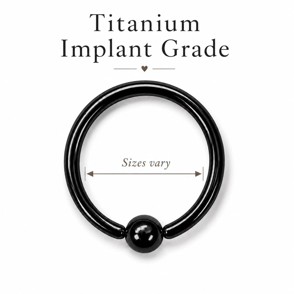 Titanium Black Captive Bead Rings - Septum, Ear and Nipple Piercings