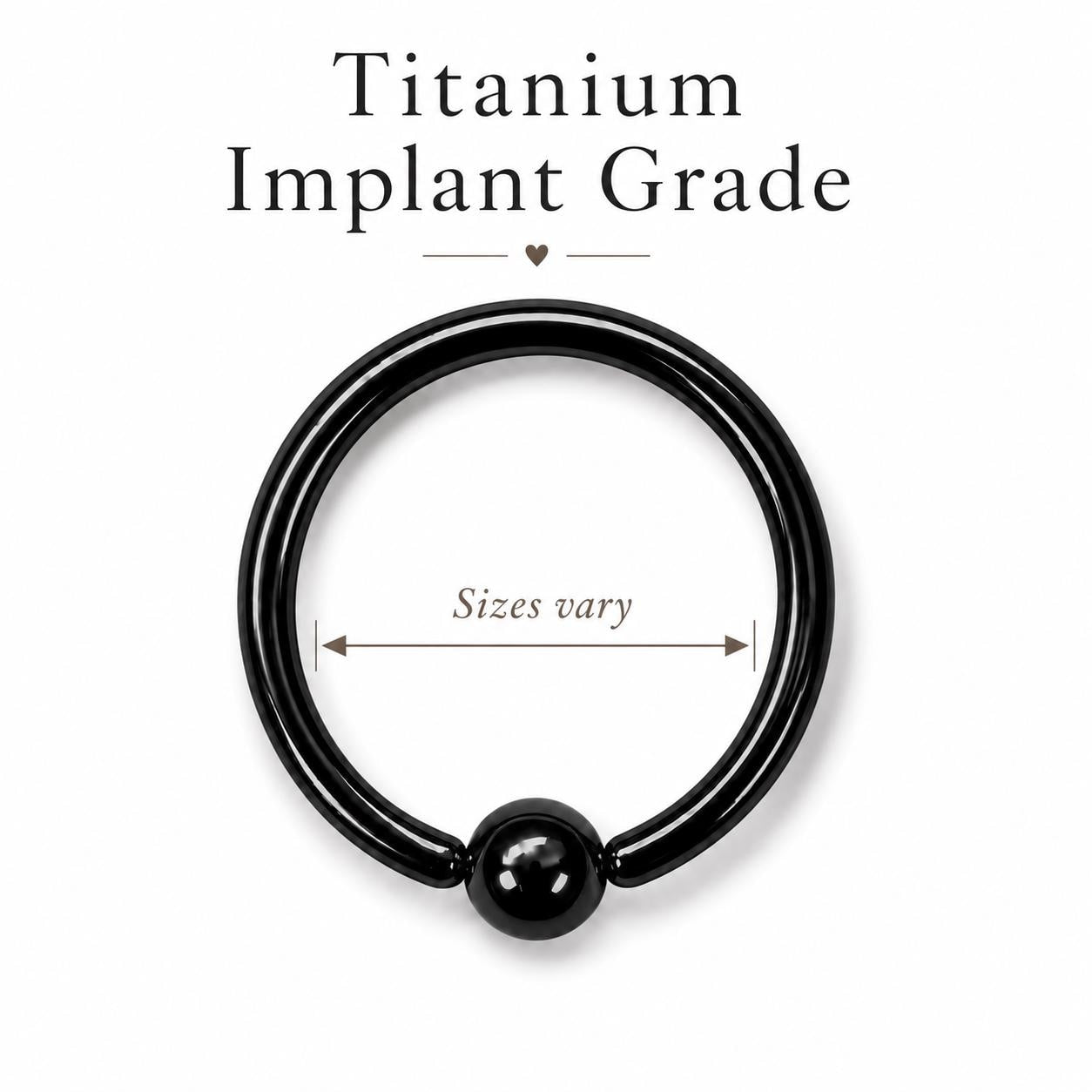 Titanium Black Captive Bead Rings - Septum, Ear and Nipple Piercings