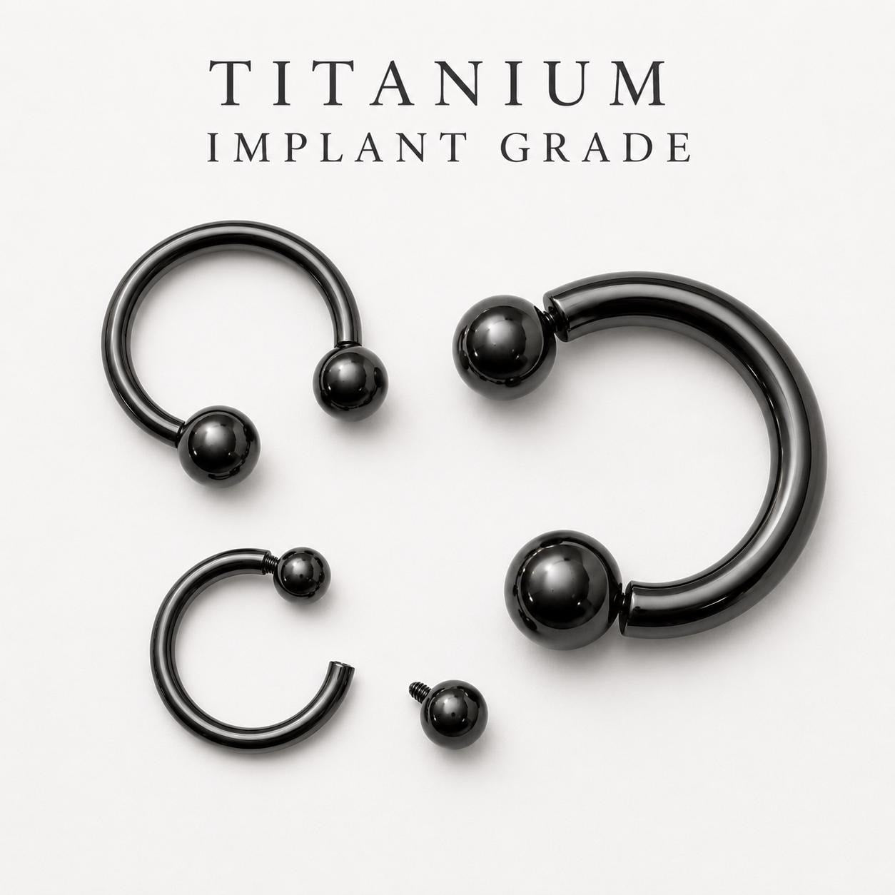 Titanium Black Horseshoe Circular Barbell Septum Nose Ring