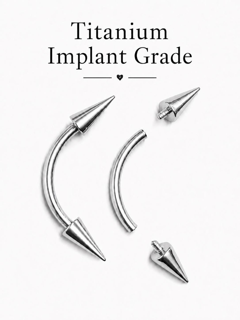 Titanium Silver Eyebrow Barbell Cone/Spike : Internally Threaded 16G and 14G Body Jewellery