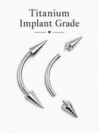 Titanium Silver Eyebrow Barbell Cone/Spike : Internally Threaded 16G and 14G Body Jewellery