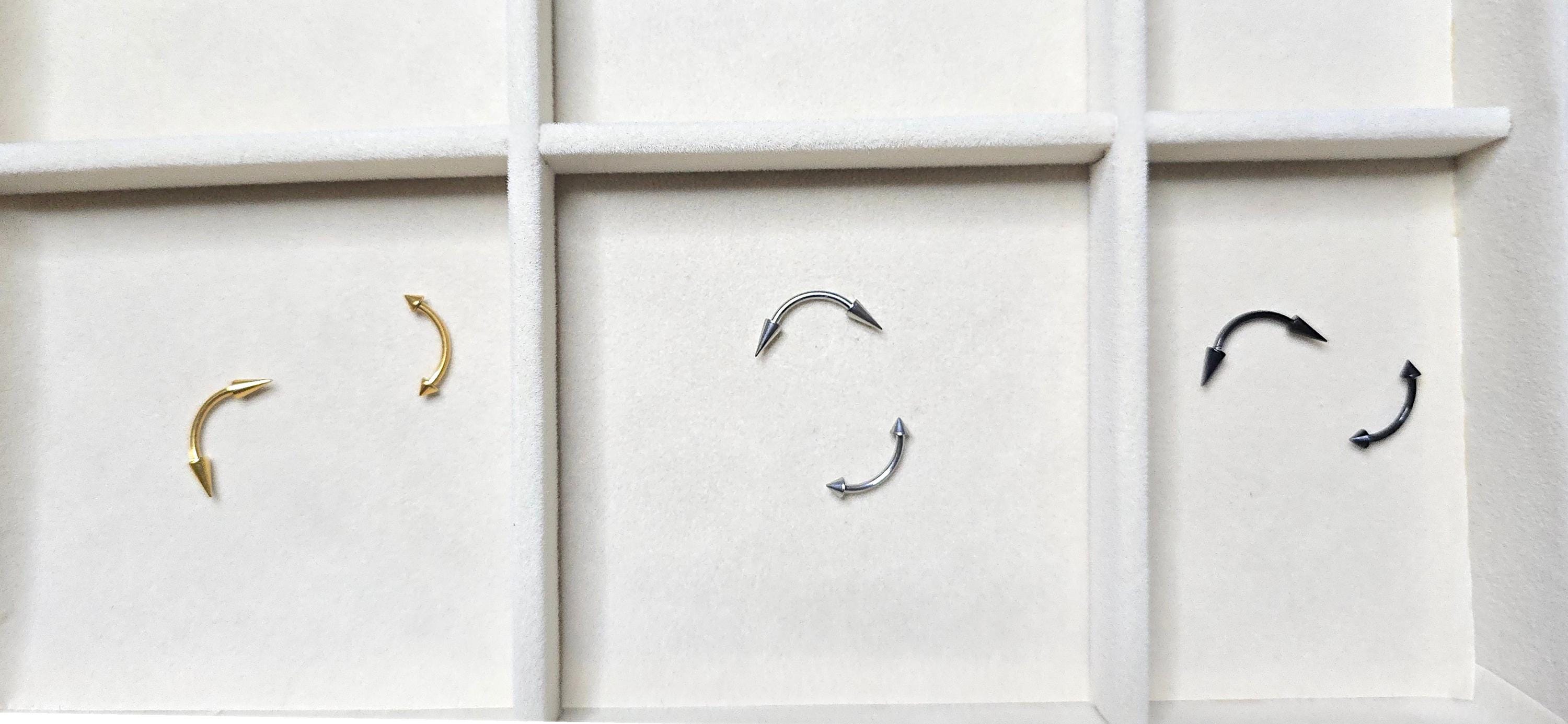 Titanium Silver Eyebrow Barbell Cone/Spike : Internally Threaded 16G and 14G Body Jewellery