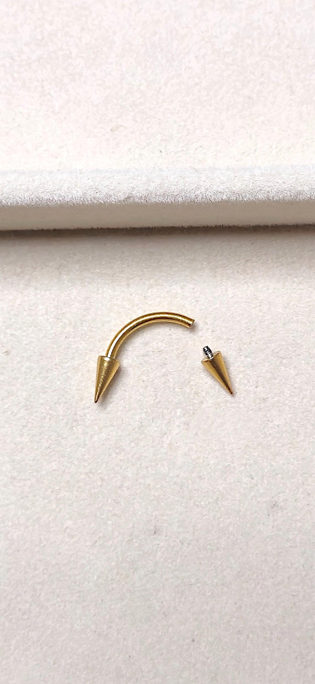 Gold Titanium Arrow Curved Barbell, Eyebrow Ring, Rook, Snug and Vertical Labret Piercing Jewellery