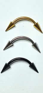 Black Titanium Arrow Curved Barbell, Eyebrow Ring, Rook, Snug and Vertical Labret Piercing Jewellery