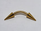 Gold Titanium Arrow Curved Barbell, Eyebrow Ring, Rook, Snug and Vertical Labret Piercing Jewellery