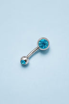 Implant Grade Titanium Belly Ring, Double Crystal Navel Bar, Silver Piercing Jewellery
