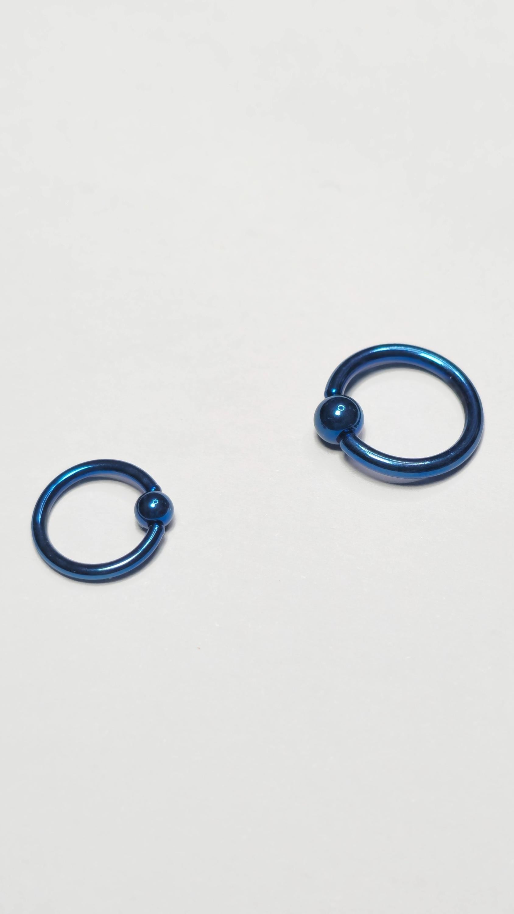 Titanium Blue Captive Bead Rings - Septum, Ear and Nipple Piercings