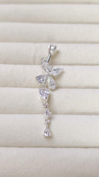CZ Butterfly Belly Button Ring Silver Alloy  Navel Bar Dangle Drop Piercing Jewellery