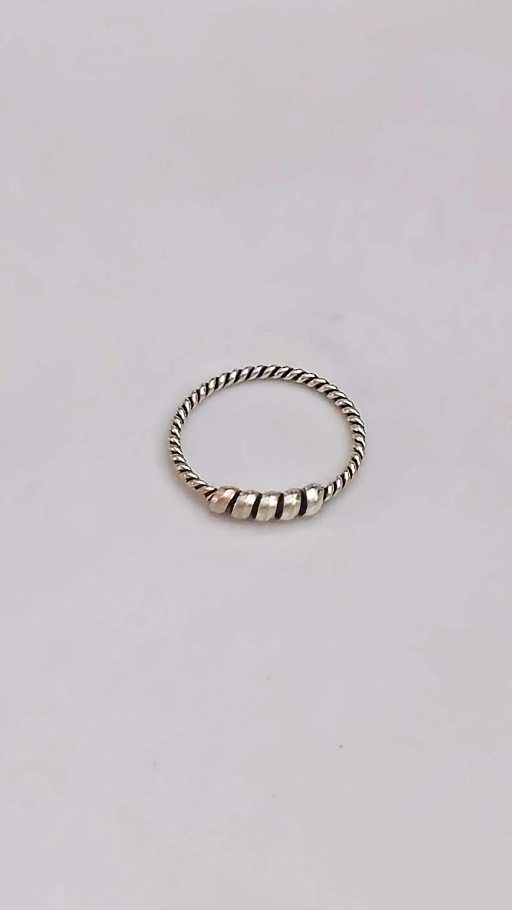 Silver Twisted Rope Nose Ring Textured Nostril Hoop, Seamless Hinged Ring