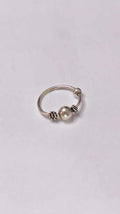 Silver Ball Nose Ring Wire-Wrapped Nostril Hoop Boho Beaded Piercing